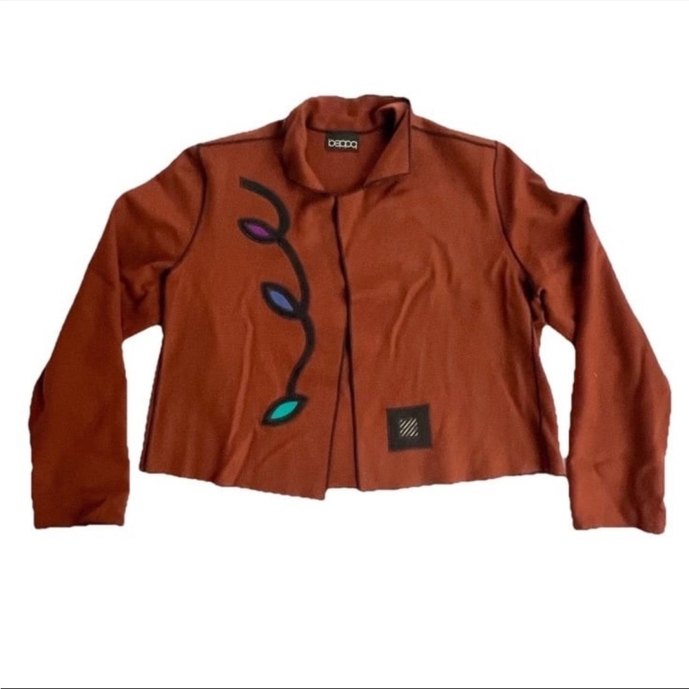 Vintage Beppa Jacket Wool Brown Boho Wearable Art Made In USA Women’s M